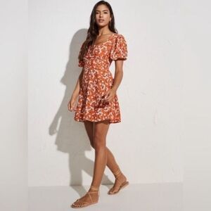 Faithfull the Brand Allegra Orange Floral Mini Dress